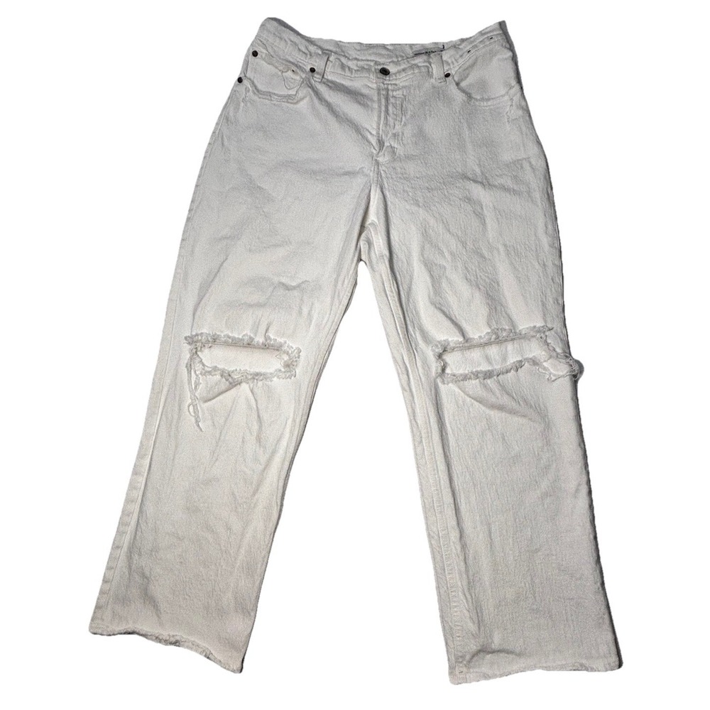 Abercrombie & Fitch Baggy Jeans Low Rise Distressed White 32x29 Y2K‎ VTG